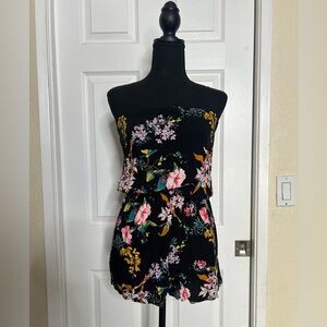 H&M Floral Mini Strapless Romper